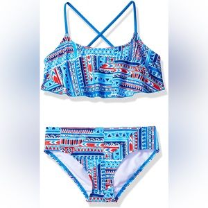 Kanu Surf Girls Cindy Blue Flounce Bikini Beach Sport 2-Piece Swimsuit, 7